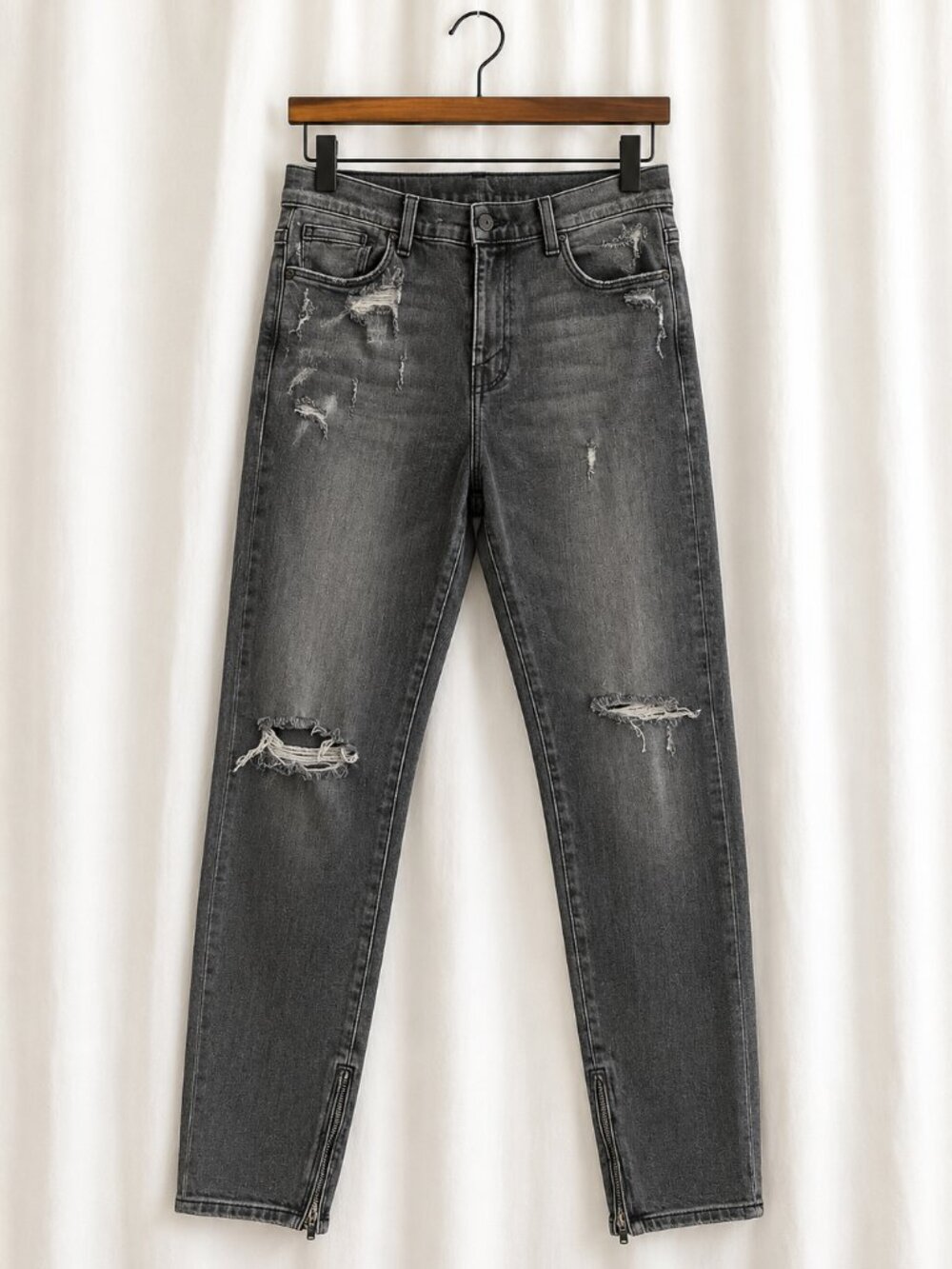Ksubi Spray On Hell Cat Ripped Jeans Women’s 30 Carbon Black Skinny Zip‎ Ankle